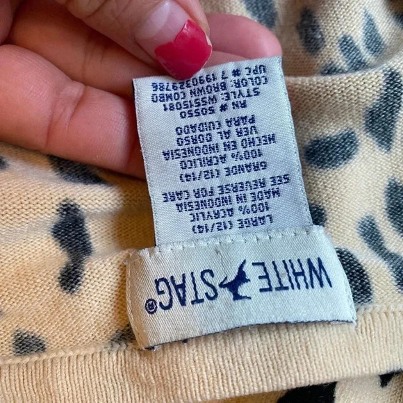 White Stag Chetah Print Soft Casual Cozy Pullover Sweater Women Size L - Picture 4 of 7